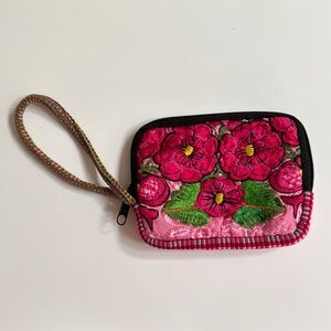 Floral Embroidered Wristlet